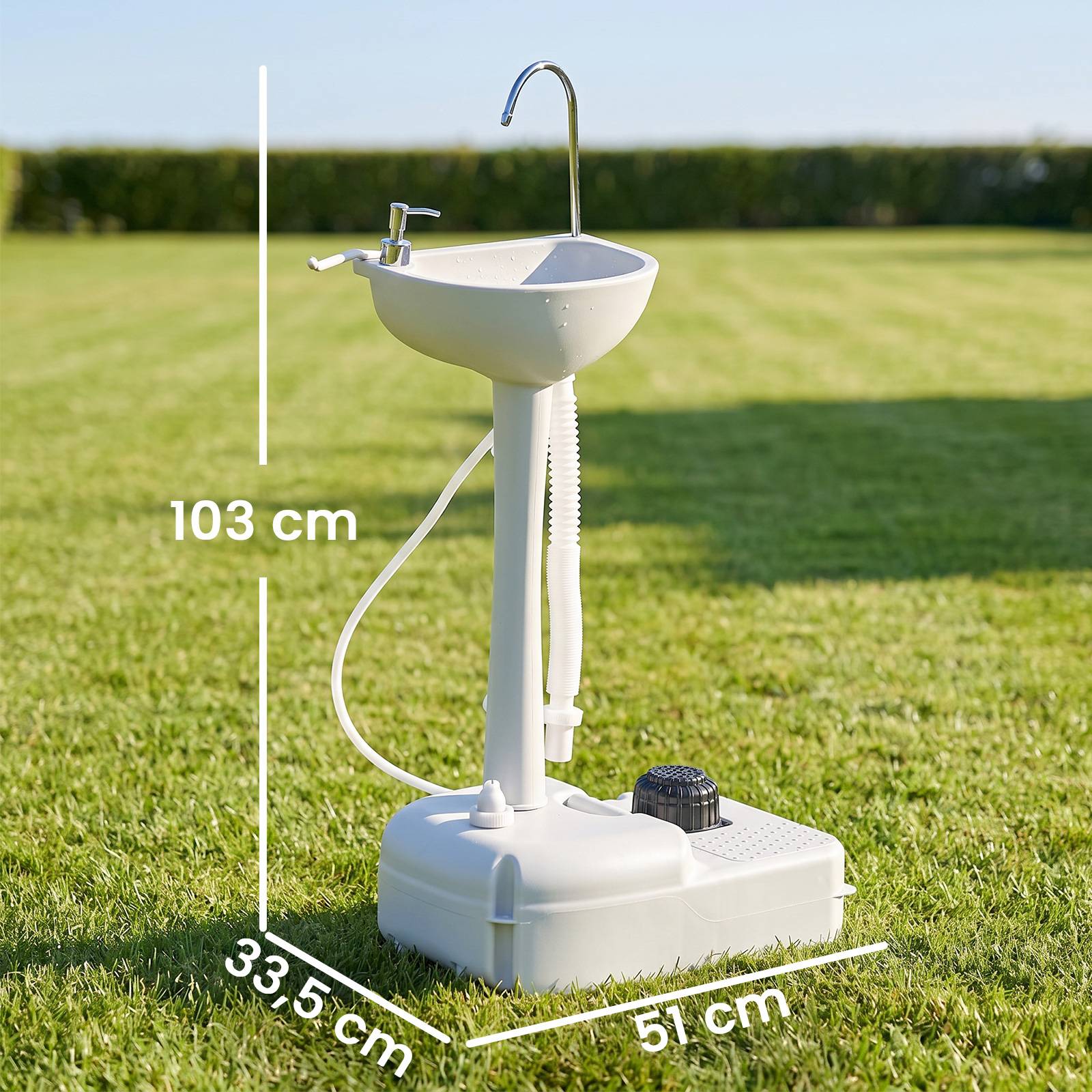 Sans Marque - Lavabo mobile, portable, roues incluses, 51x33,5x103cm, blanc - Image 5
