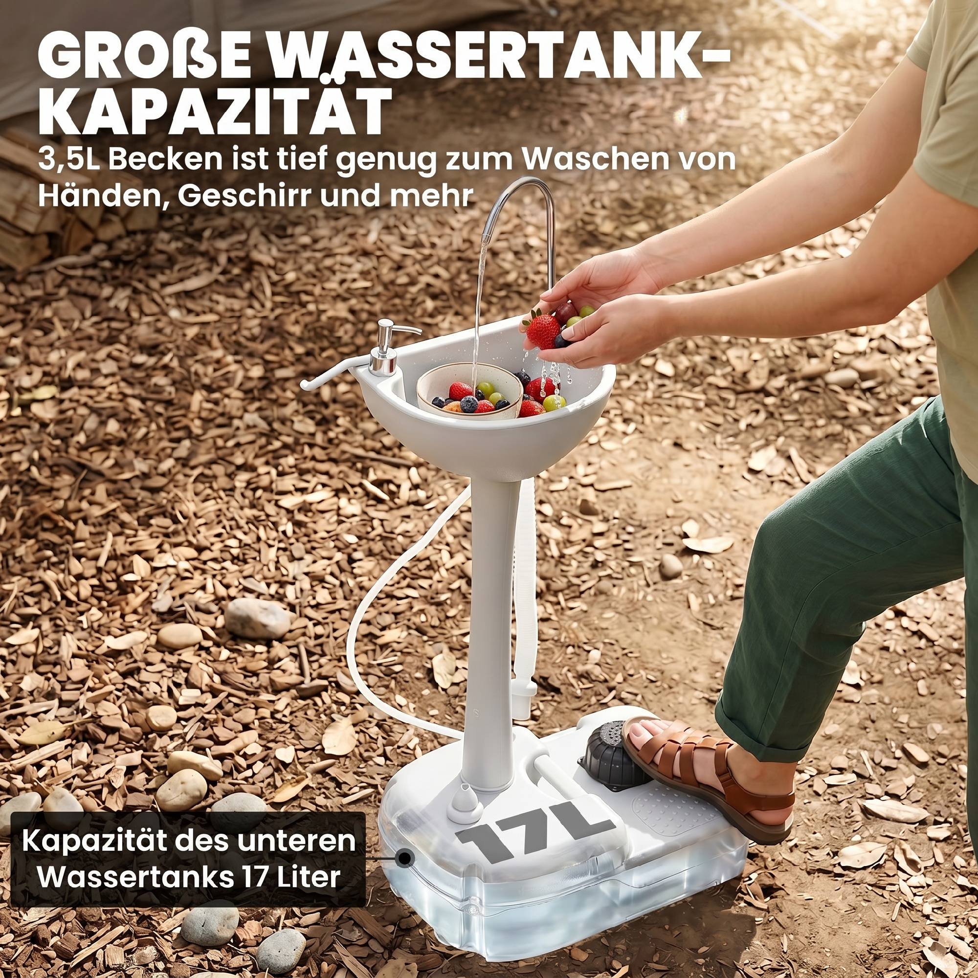 Sans Marque - Lavabo mobile, portable, roues incluses, 51x33,5x103cm, blanc - Image 6