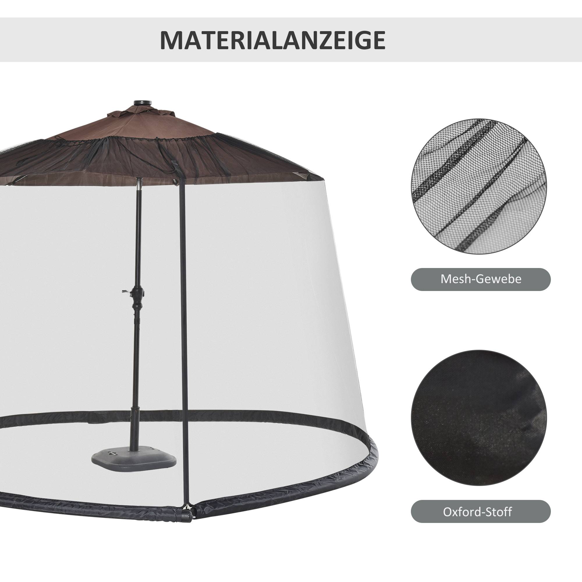 Moustiquaire pour parasol tissu Oxford jardin terrasse protection anti-insectes 300x230cm noir - ComfortXL Outdoor Living - Image 7