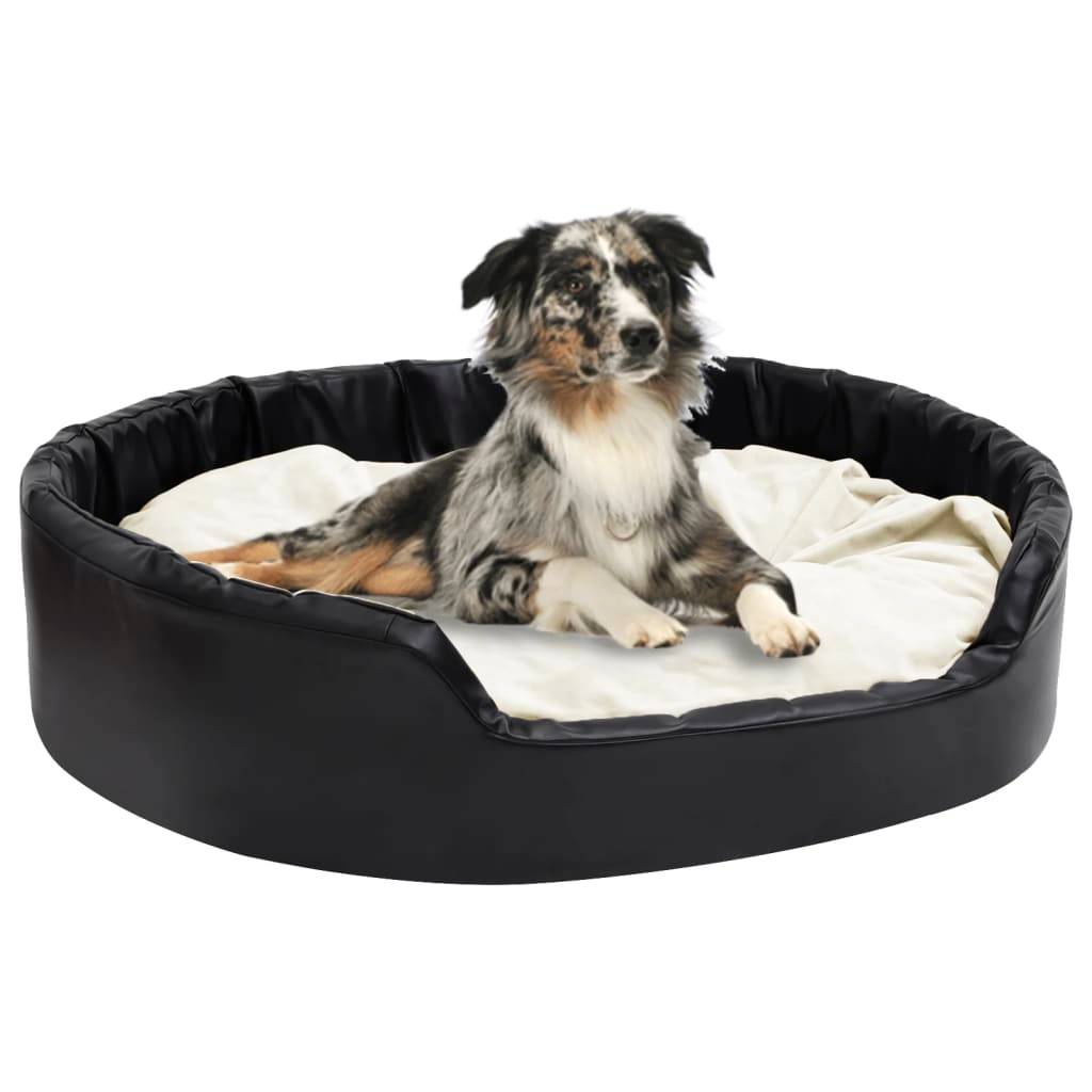 Vidaxl - Lit pour chiens Noir et beige 99x89x21 cm Peluche et similicuir vidaXL - Image 1