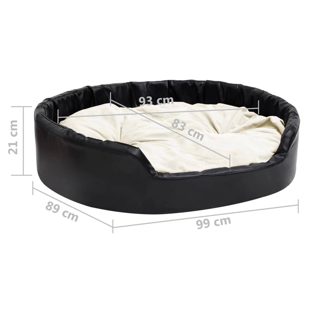 Vidaxl - Lit pour chiens Noir et beige 99x89x21 cm Peluche et similicuir vidaXL - Image 3