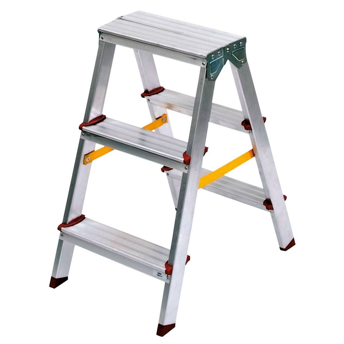 Vito - Escabeau Double 3 Marches Aluminium Pliable 65 cm – Marchepied Stable Antidérapant Charge 150 kg pour Bricolage et Travaux VITO - Image 1