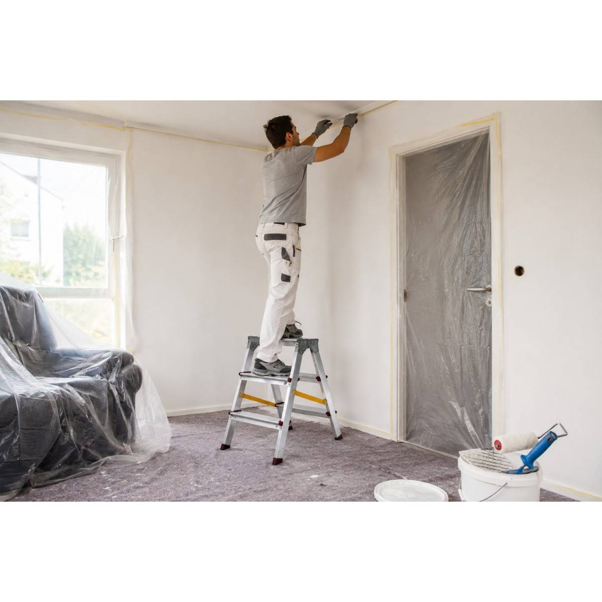 Vito - Escabeau Double 3 Marches Aluminium Pliable 65 cm – Marchepied Stable Antidérapant Charge 150 kg pour Bricolage et Travaux VITO - Image 4