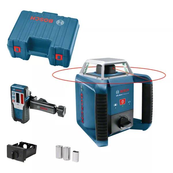 Bosch - Laser rotatif GRL 400 H Professional + 2 piles 1,5V LR20 + 1 pile 9V 6LR61 + coffret - BOSCH - 0601061800 - Image 1