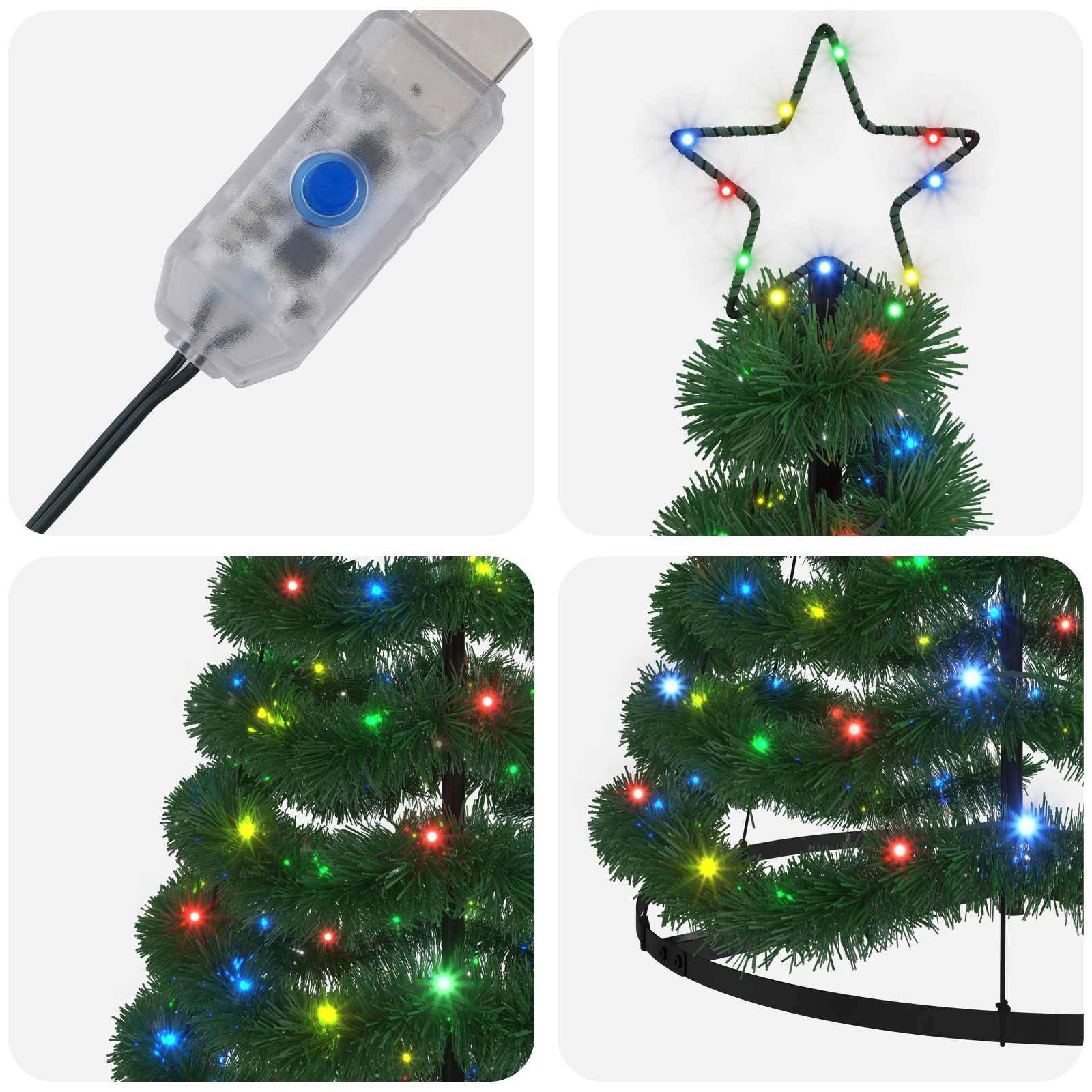 Vidaxl - Sapin de Noël brillant avec LED et socle EKENAS 180 cm 220 LED vidaXL 42055408 - Image 5