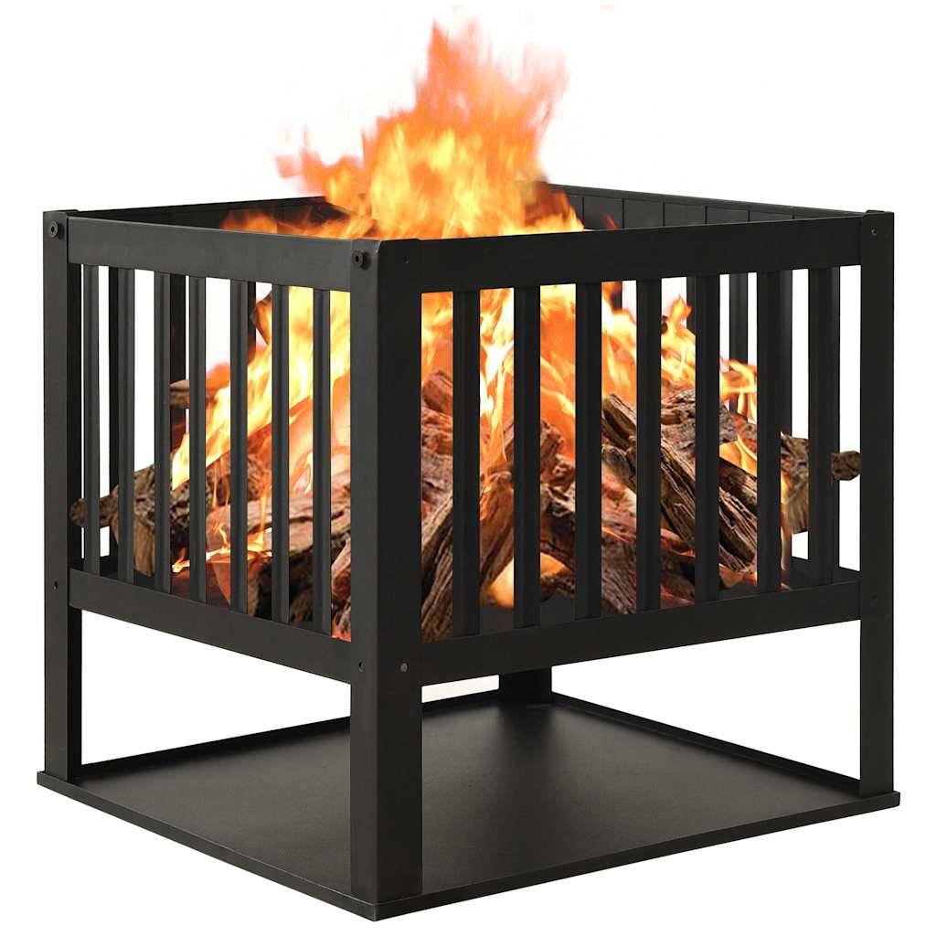 ComfortXL - Brasero Carré en Acier avec Rangement à Bûches pour Jardin Terrasse 40 cm Noir – ComfortXL Outdoor Living - Image 1