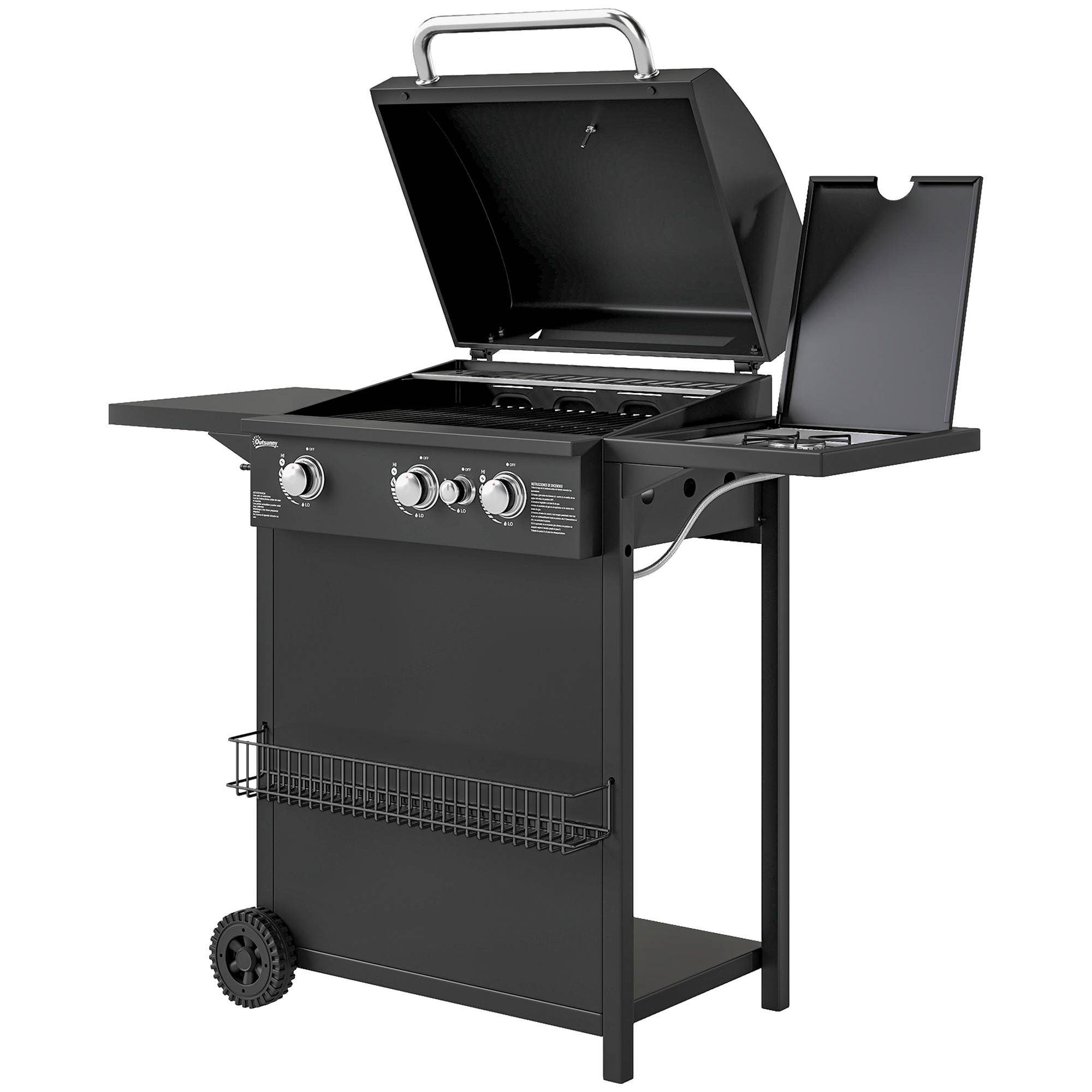 ComfortXL - Barbecue à gaz acier noir 123 x 58 x 98 cm jardin 4 brûleurs cuisson 9,5 kW - ComfortXL Outdoor Living - Image 1