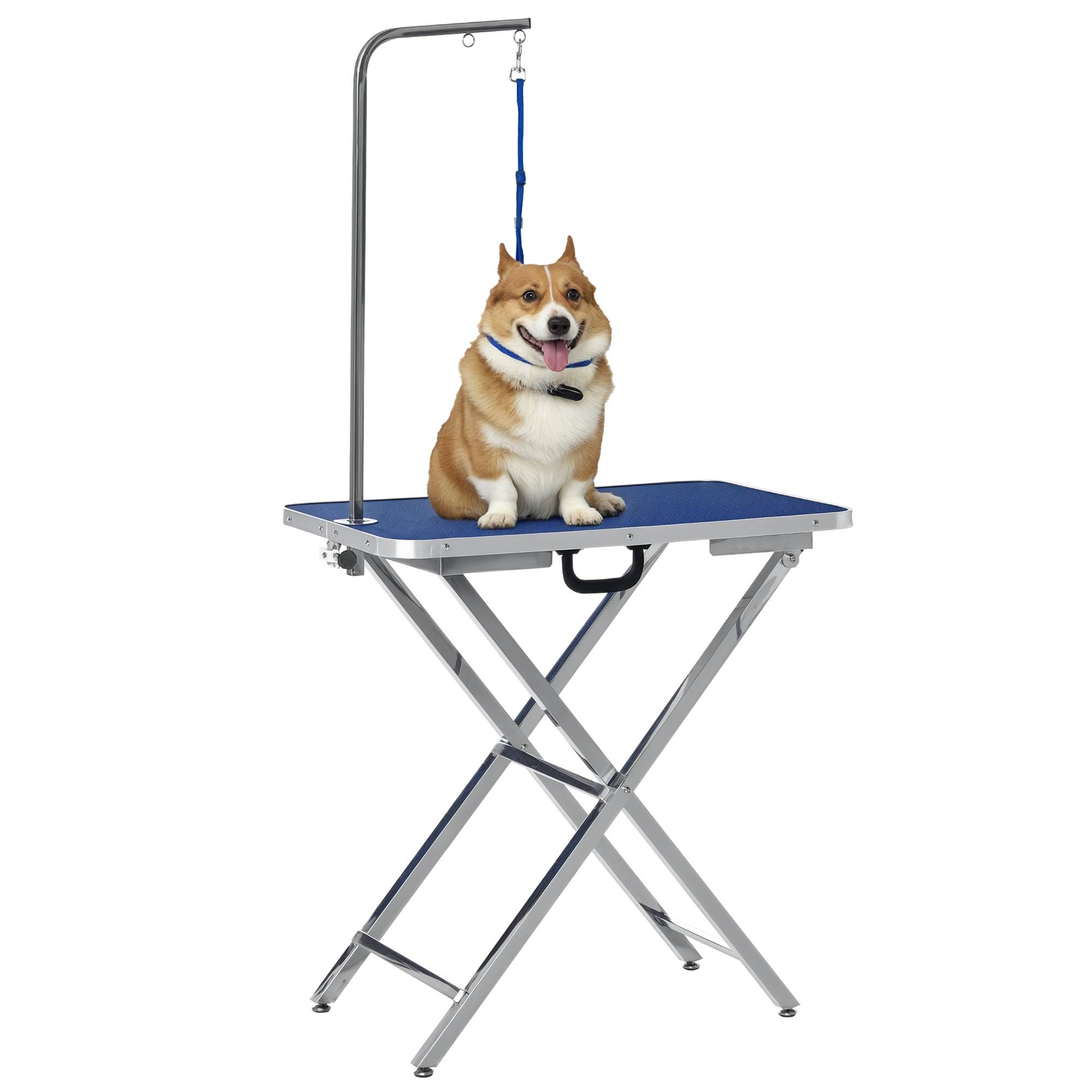 ComfortXL - Table de toilettage chien acier 72x45x74-81 cm bleu pliable antidérapante avec bras - ComfortXL Outdoor Living - Image 1
