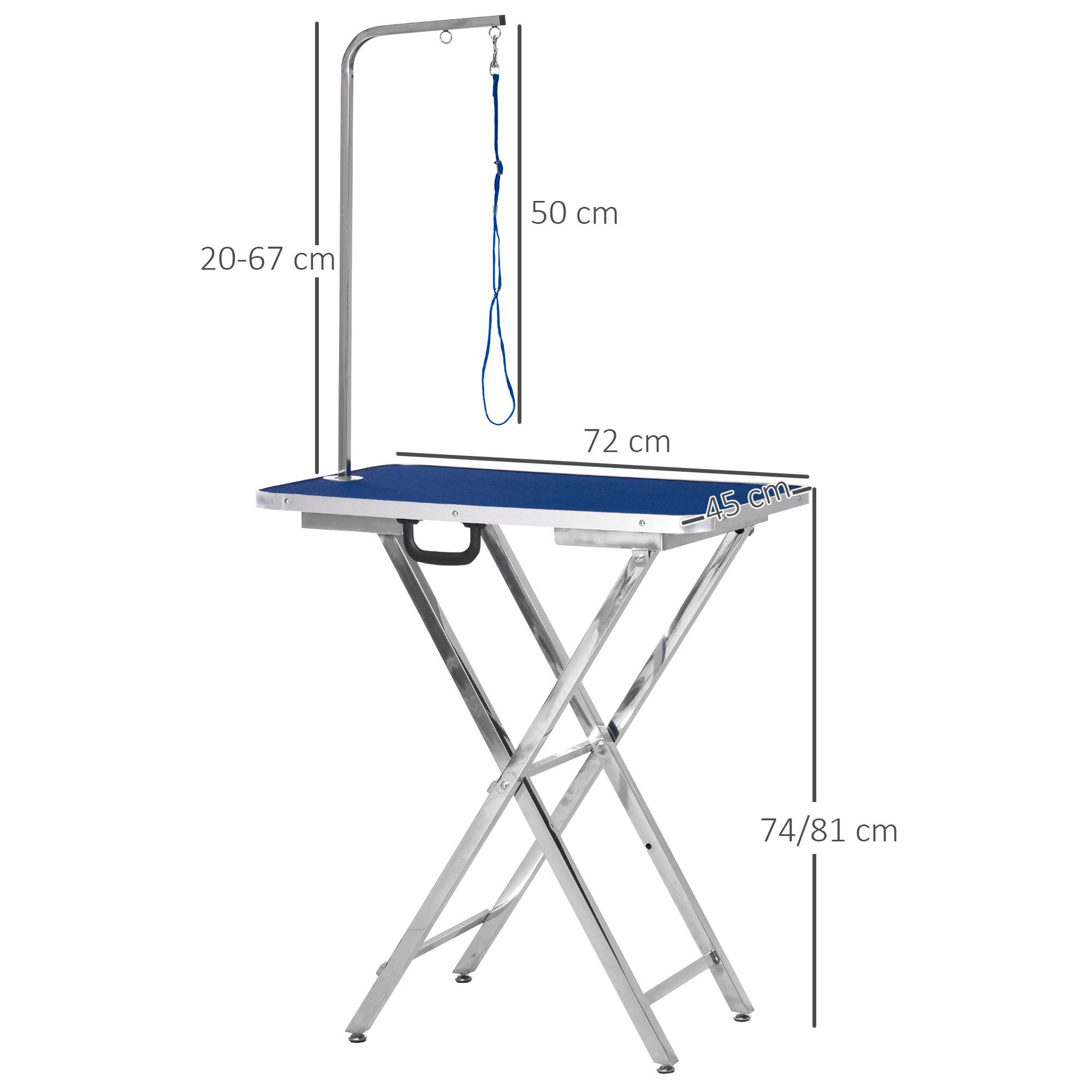 ComfortXL - Table de toilettage chien acier 72x45x74-81 cm bleu pliable antidérapante avec bras - ComfortXL Outdoor Living - Image 5
