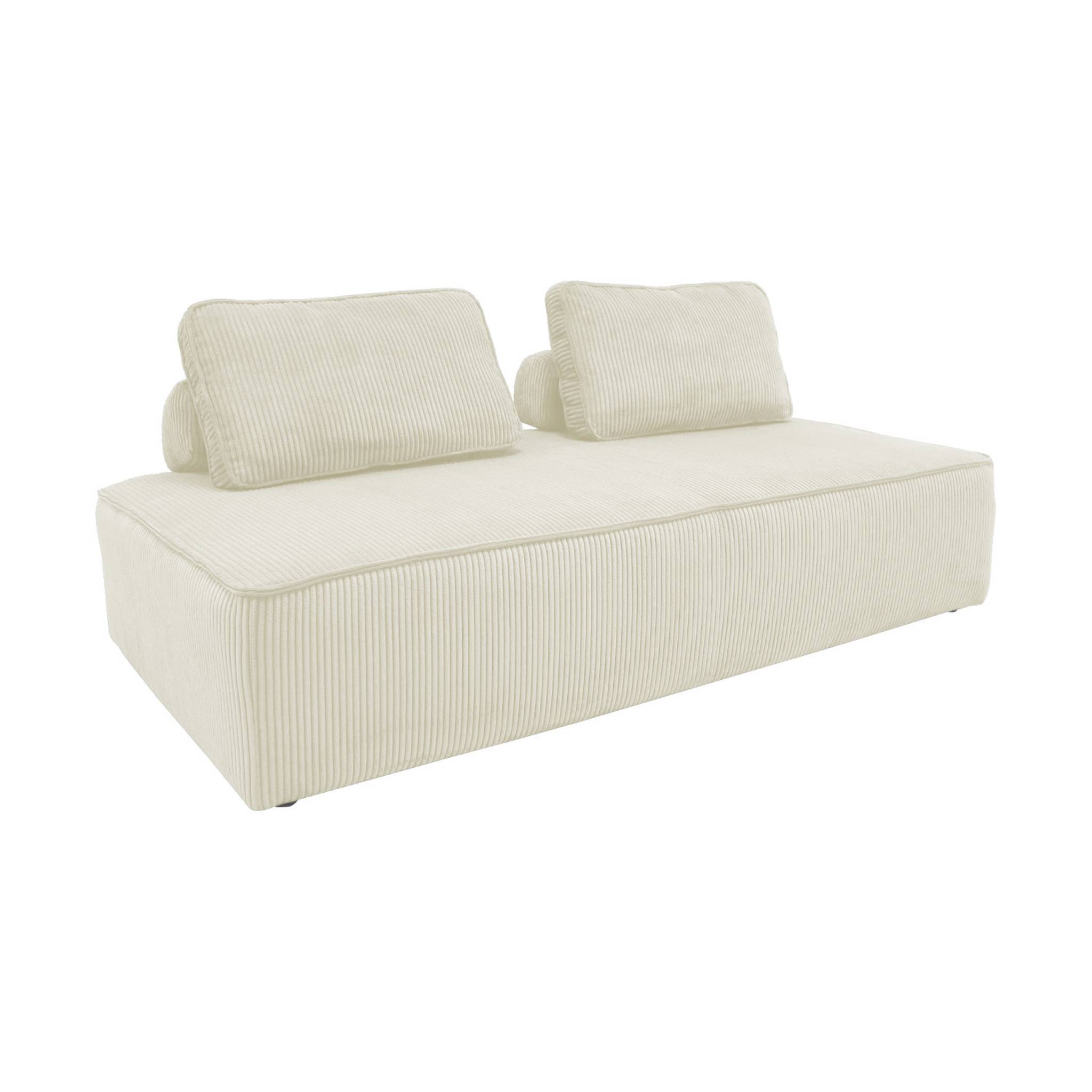 Chauffeuse 2 places pour canapé modulable velours côtelé crème | sweeek - Image 2
