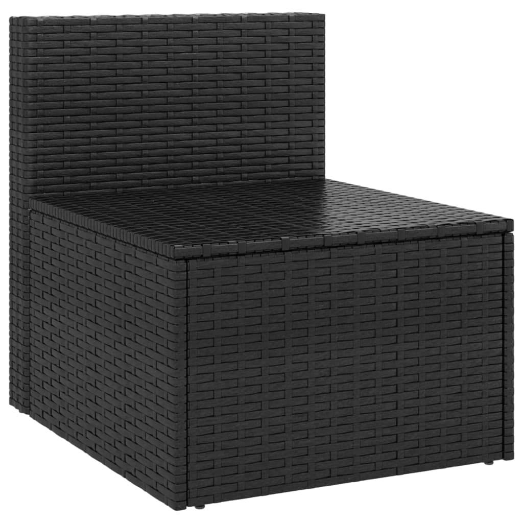 Lot de 2 Canapés Centraux de Jardin en Résine Tressée Noire Modulables avec Oreillers – ComfortXL Outdoor Living - Image 4