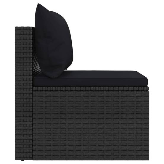 Lot de 2 Canapés Centraux de Jardin en Résine Tressée Noire Modulables avec Oreillers – ComfortXL Outdoor Living - Image 6