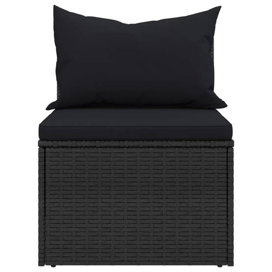 Lot de 2 Canapés Centraux de Jardin en Résine Tressée Noire Modulables avec Oreillers – ComfortXL Outdoor Living - Image 5