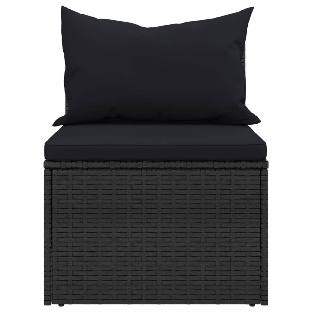 Lot de 2 Canapés Centraux de Jardin en Résine Tressée Noire Modulables avec Oreillers – ComfortXL Outdoor Living - Image 5