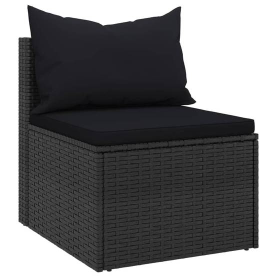 Lot de 2 Canapés Centraux de Jardin en Résine Tressée Noire Modulables avec Oreillers – ComfortXL Outdoor Living - Image 3