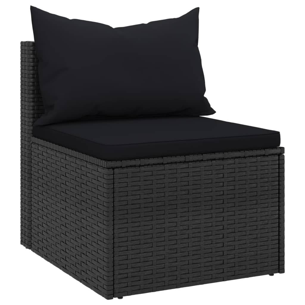 Lot de 2 Canapés Centraux de Jardin en Résine Tressée Noire Modulables avec Oreillers – ComfortXL Outdoor Living - Image 3