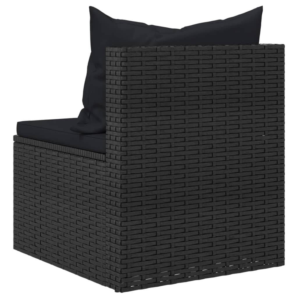 Lot de 2 Canapés Centraux de Jardin en Résine Tressée Noire Modulables avec Oreillers – ComfortXL Outdoor Living - Image 7