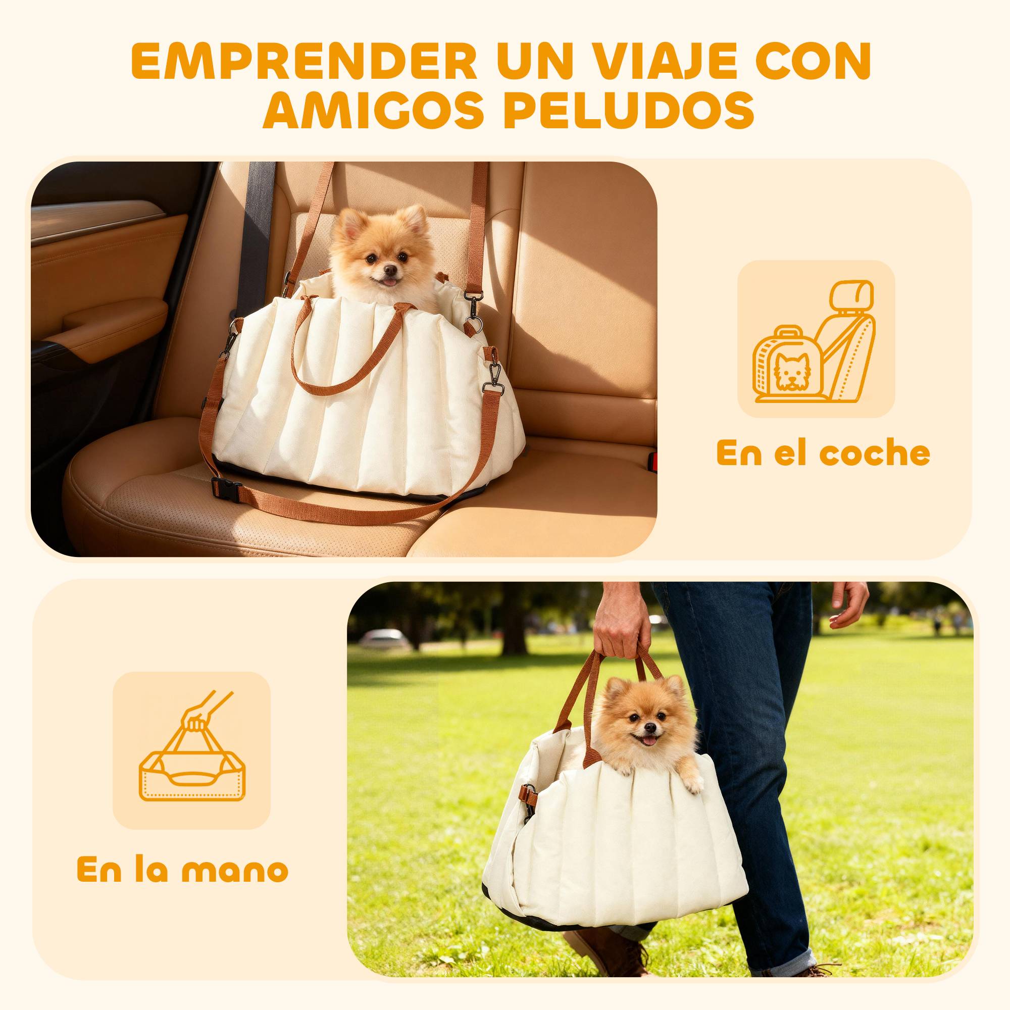 Siège auto pour petits chiens jusqu'à 5 kg avec ceinture de sécurité, base antidérapante et housse amovible - Image 8