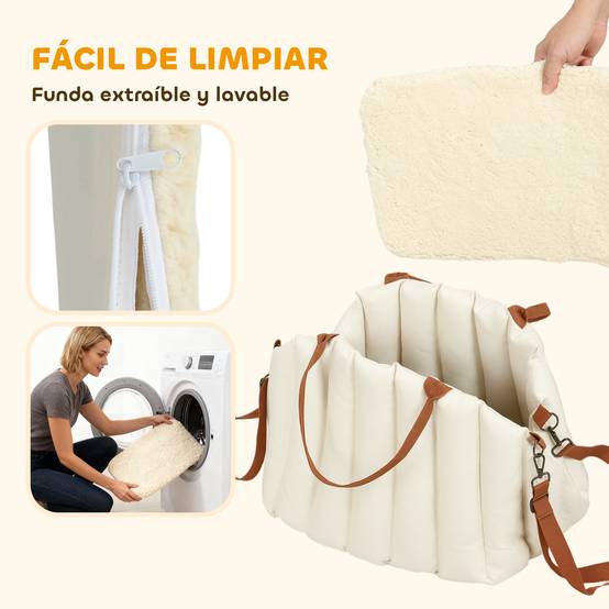 Siège auto pour petits chiens jusqu'à 5 kg avec ceinture de sécurité, base antidérapante et housse amovible - Image 9