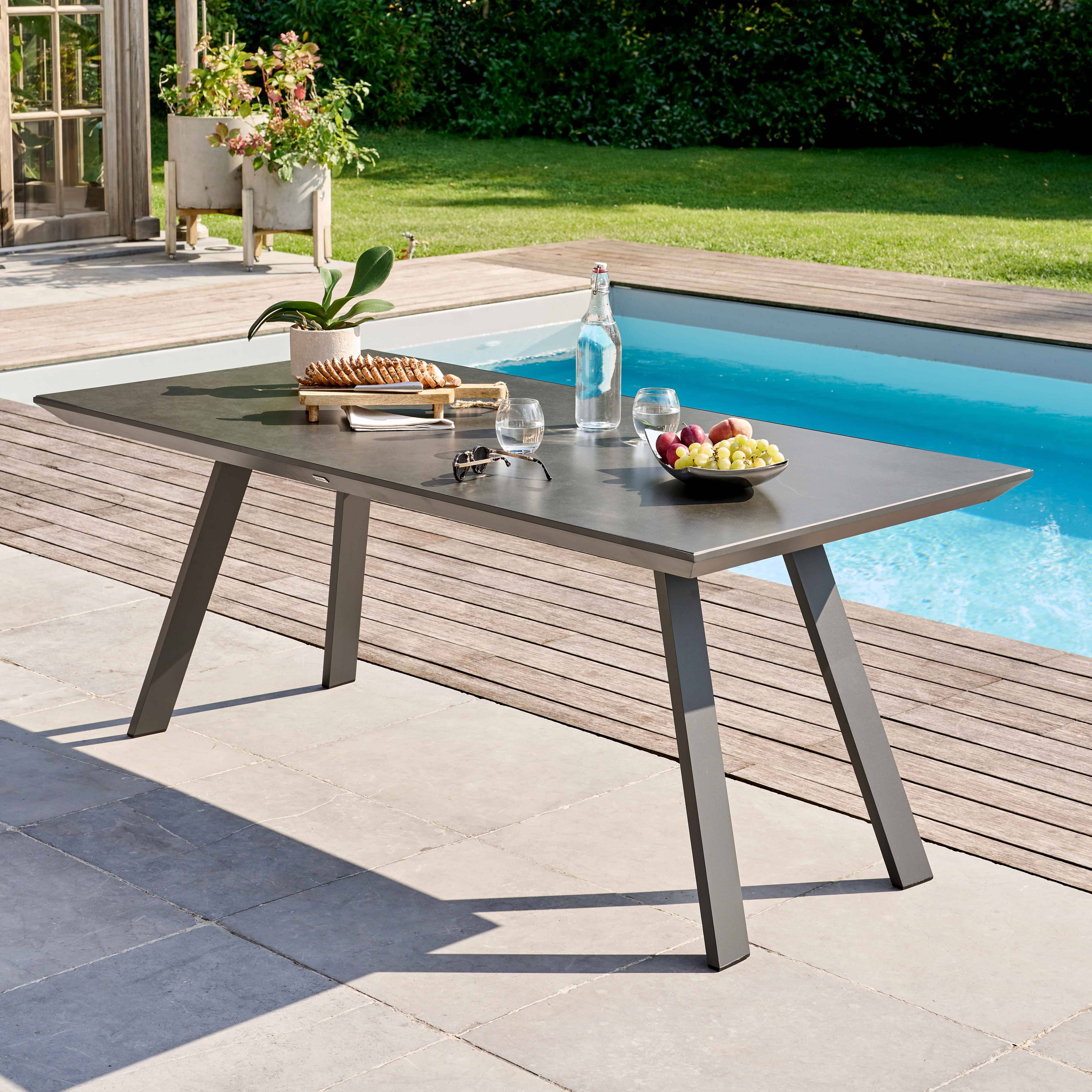 Oviala - Table de terrasse rectangulaire grise Samoa - Oviala - Image 2