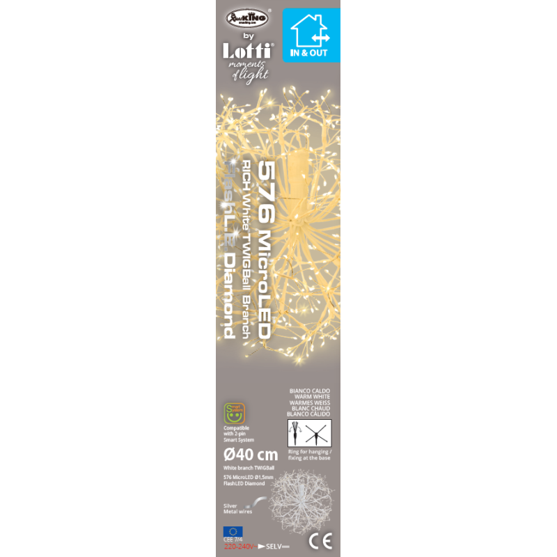 Lotti - Branche Ronde Riche RICHE Blanche Ø40cm 576 MicroLED FlashLED avec Rameaux Lotti - Image 8