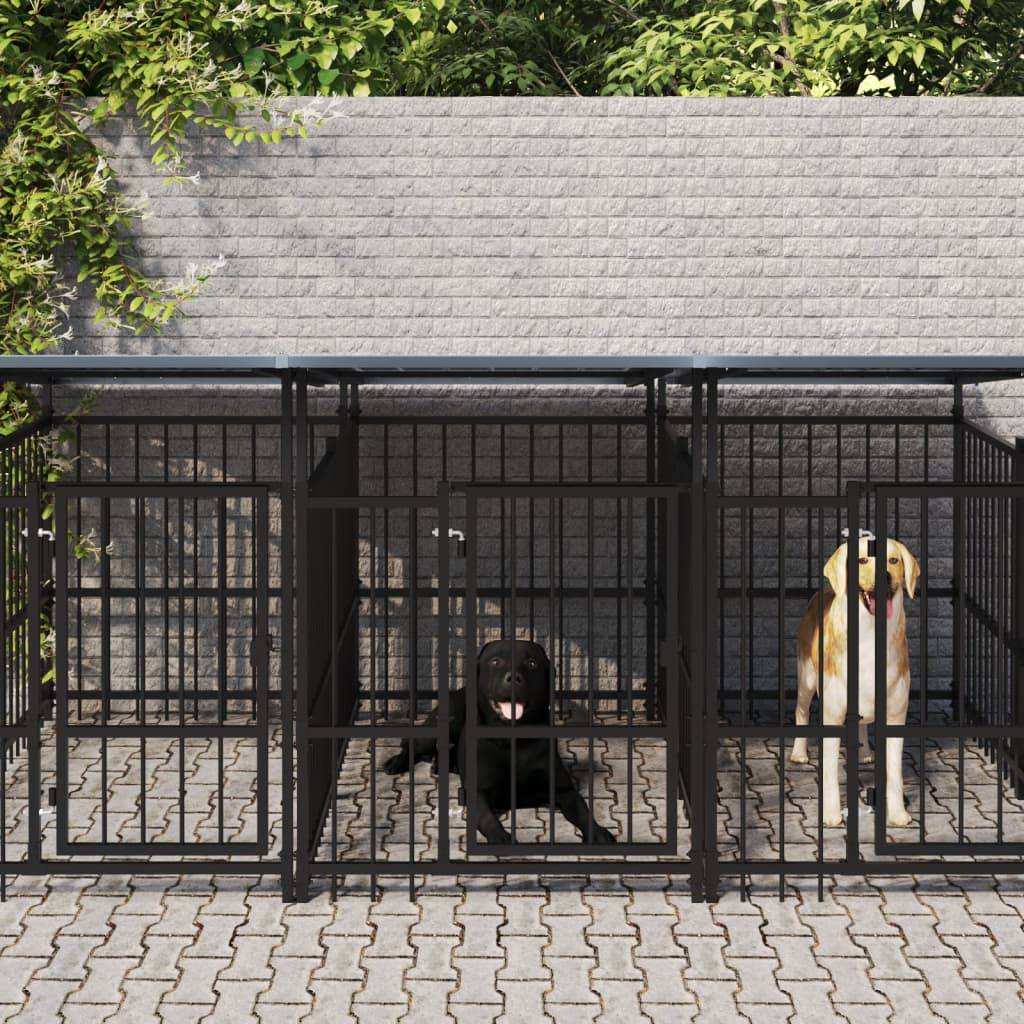 Vidaxl - Chenil d'extérieur avec toit pour chiens Acier 11,26 m² vidaXL 3124593 - Image 1