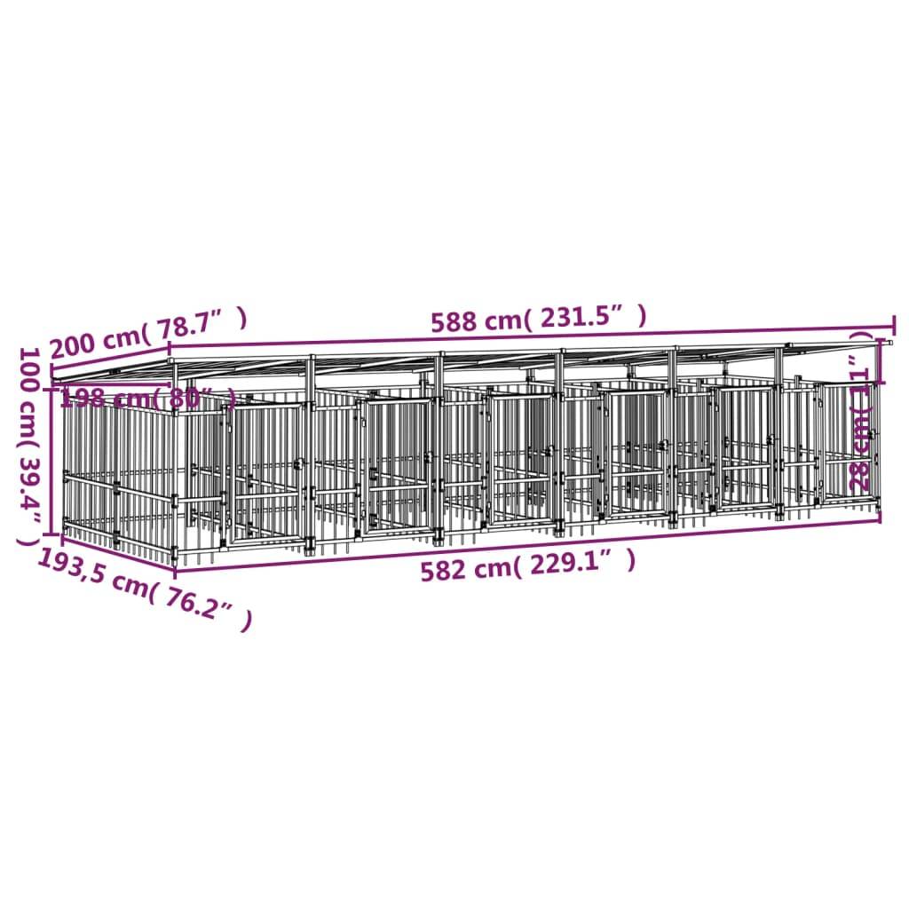 Vidaxl - Chenil d'extérieur avec toit pour chiens Acier 11,26 m² vidaXL 3124593 - Image 3