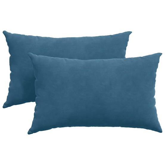 Lot de 2 Coussins Décoratifs Velours Côtelé Déhoussable pour Canapé Salon Bleu 50x30 cm – ComfortXL Outdoor Living - Image 2