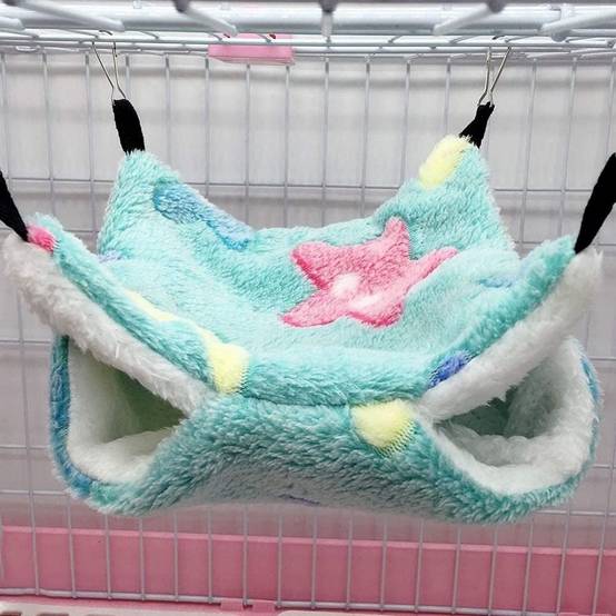 Care hamster et souris-Hamac double couche pour petits animaux - Polaire douce - 34x34 cm - Pour furets, rats et lapins - Living123 - Image 5