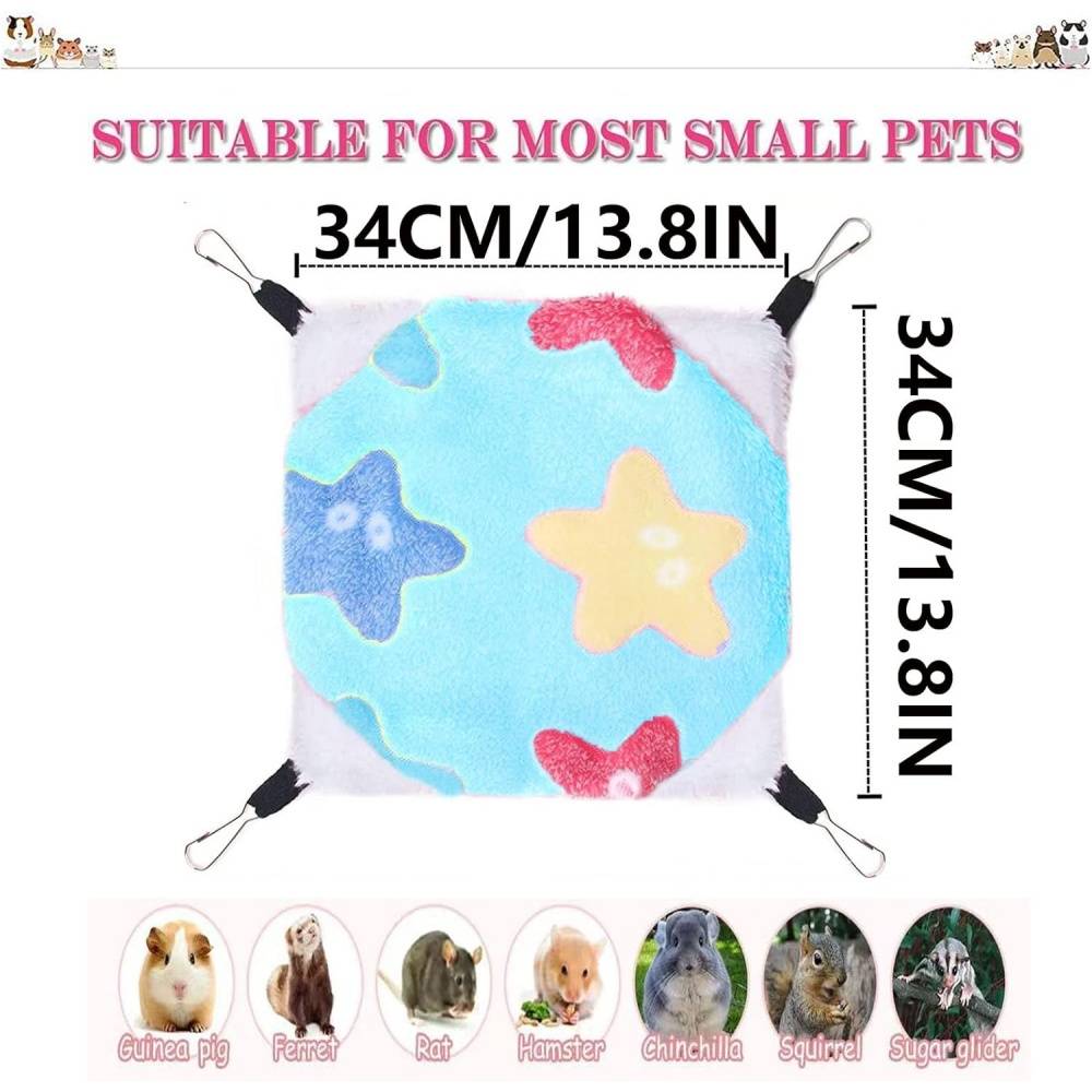 Care hamster et souris-Hamac double couche pour petits animaux - Polaire douce - 34x34 cm - Pour furets, rats et lapins - Living123 - Image 2