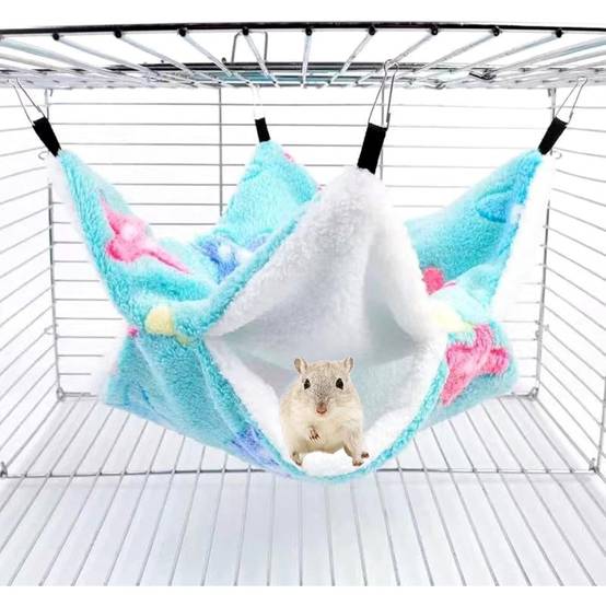 Care hamster et souris-Hamac double couche pour petits animaux - Polaire douce - 34x34 cm - Pour furets, rats et lapins - Living123 - Image 7