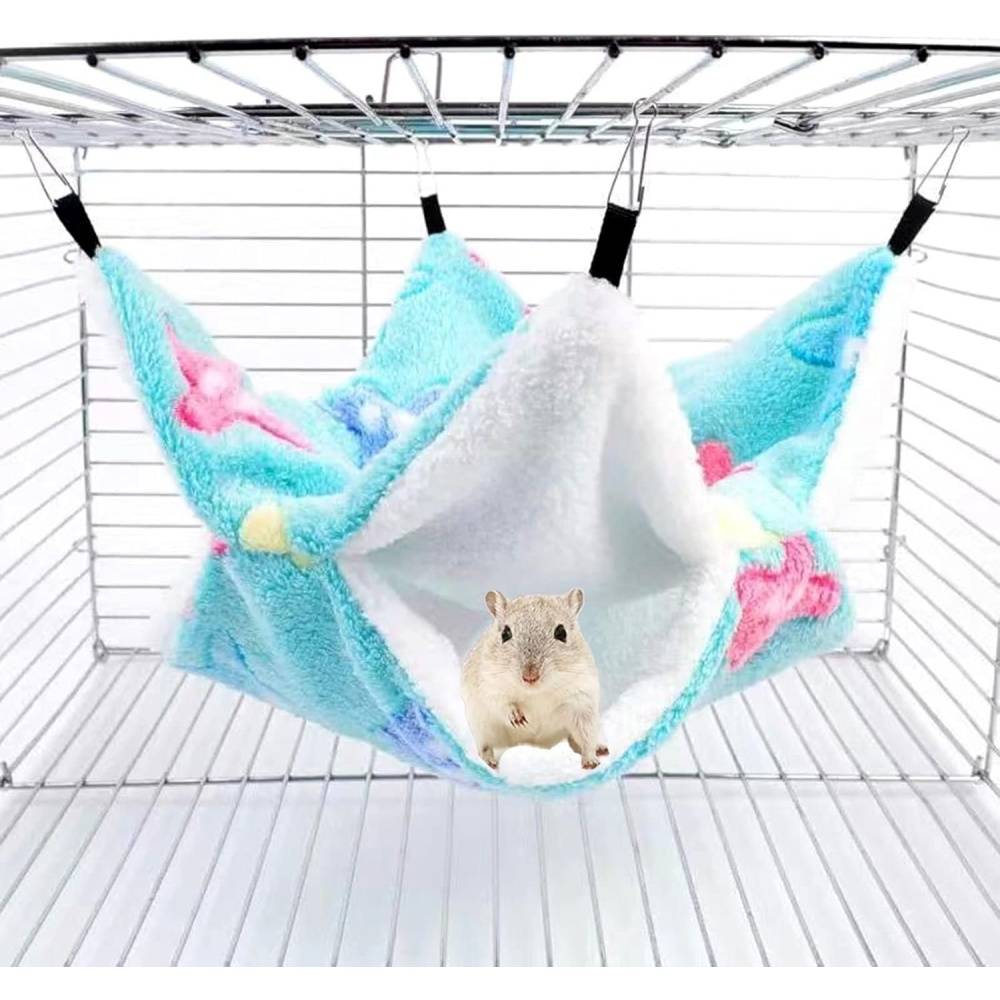 Care hamster et souris-Hamac double couche pour petits animaux - Polaire douce - 34x34 cm - Pour furets, rats et lapins - Living123 - Image 7