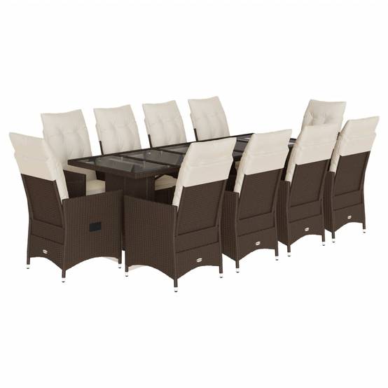 ComfortXL - Table et 10 fauteuils de jardin résine tressée relax avec repose-pieds Marron – ComfortXL Outdoor Living - Image 2