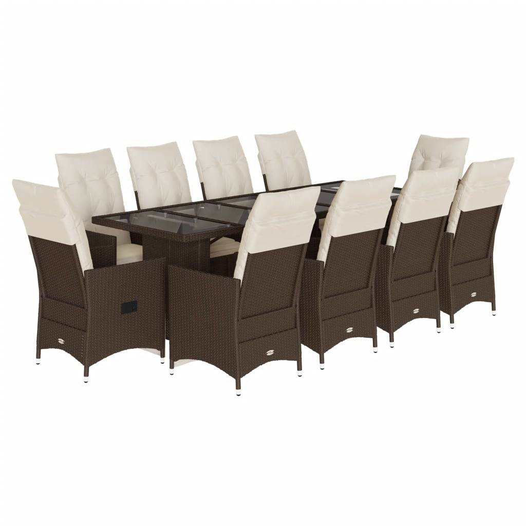 ComfortXL - Table et 10 fauteuils de jardin résine tressée relax avec repose-pieds Marron – ComfortXL Outdoor Living - Image 2