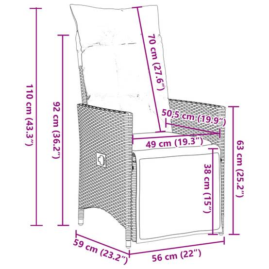 ComfortXL - Table et 10 fauteuils de jardin résine tressée relax avec repose-pieds Marron – ComfortXL Outdoor Living - Image 9