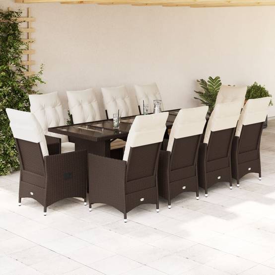 ComfortXL - Table et 10 fauteuils de jardin résine tressée relax avec repose-pieds Marron – ComfortXL Outdoor Living - Image 1