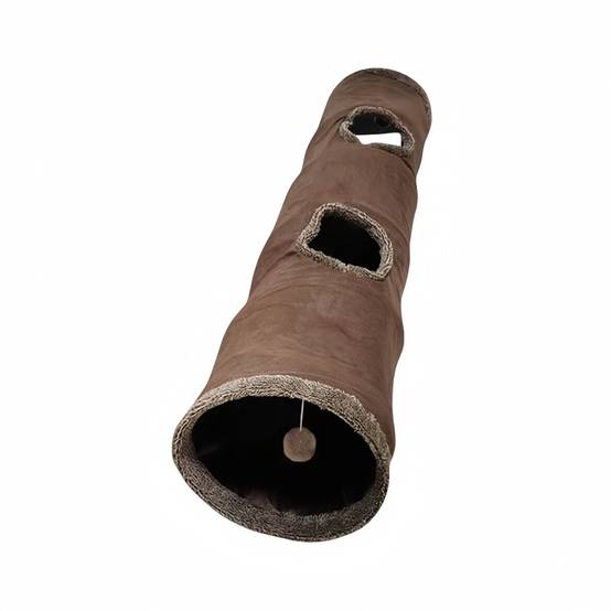 IntiMeg - Tunnel pliable en daim pour chat Marron IntiMeg - Image 2