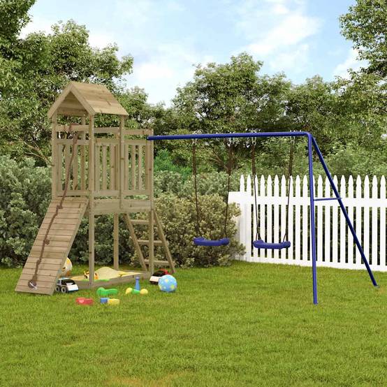 Aire de jeux d'extérieur - Jeu Plein air enfant bois de pin imprégné-JU1477 - Image 2