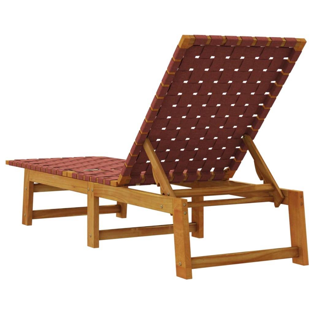 PANGIVO - Chaises longues lot de 2 Rouge bois d'acacia solide et tissu 157 x 55 x 60/74/87 cm - PANGIVO - Image 6