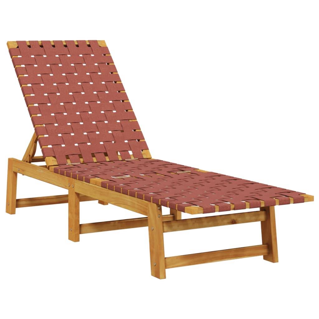 PANGIVO - Chaises longues lot de 2 Rouge bois d'acacia solide et tissu 157 x 55 x 60/74/87 cm - PANGIVO - Image 3