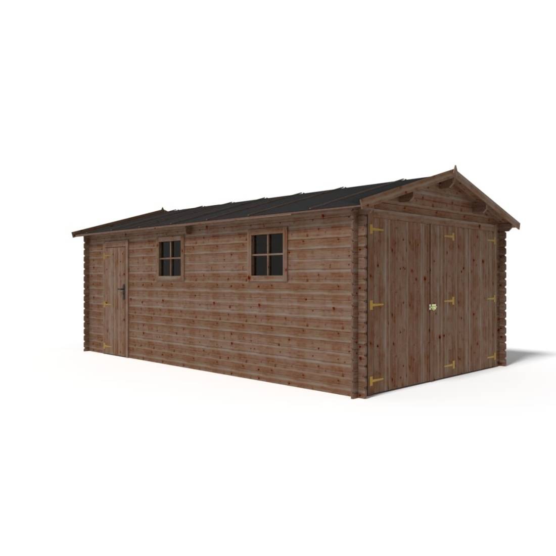Altanka - Garage en bois - 21m2 - 3.5x6m - imprégné - Ep. 28mm - couleur: marron - GAR20 - ALTANKA - Image 1