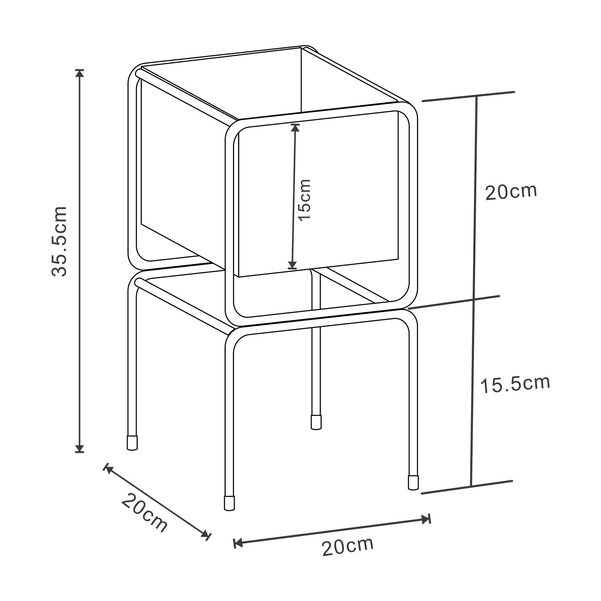 Support pour plantes métal 36 x 20 x 20 cm noir - Image 2