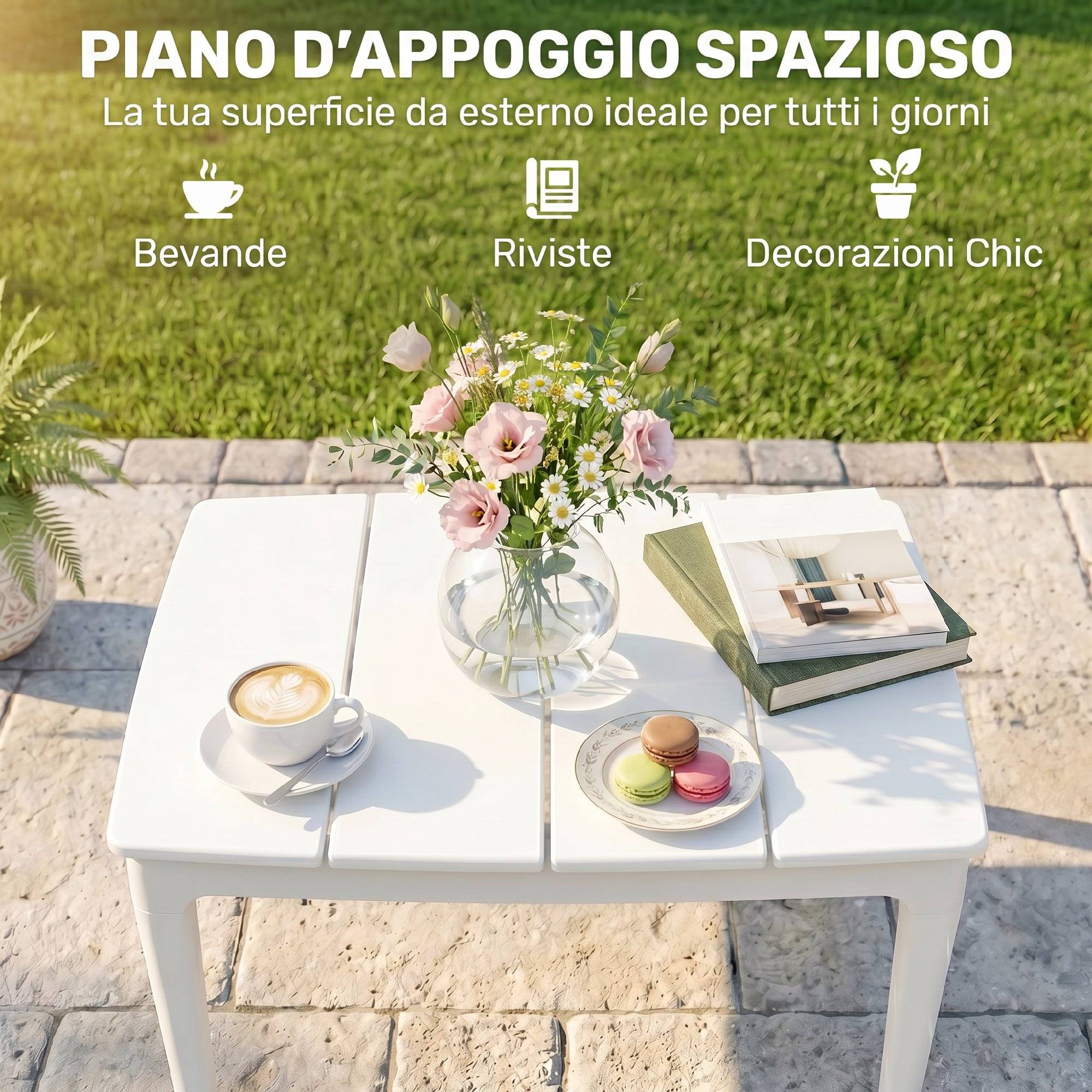ComfortXL - Table basse de jardin en polypropylène crème 70 x 53 x 39 cm pour terrasse et salon facile à entretenir - Image 4