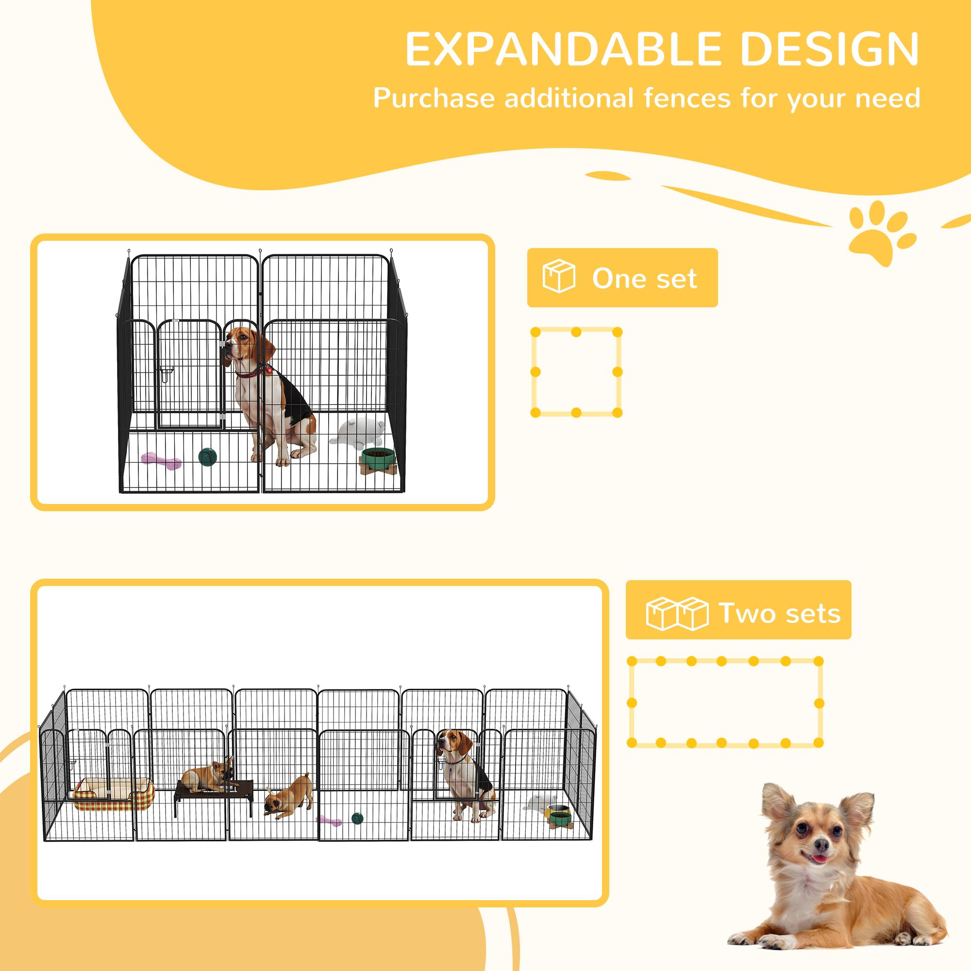 Luxe parc enclos modulable acier époxy porte verrouillable pour chiens, lapins, rongeurs, petits animaux, intérieur et extérieur 80 x 100 cm noir - Image 10