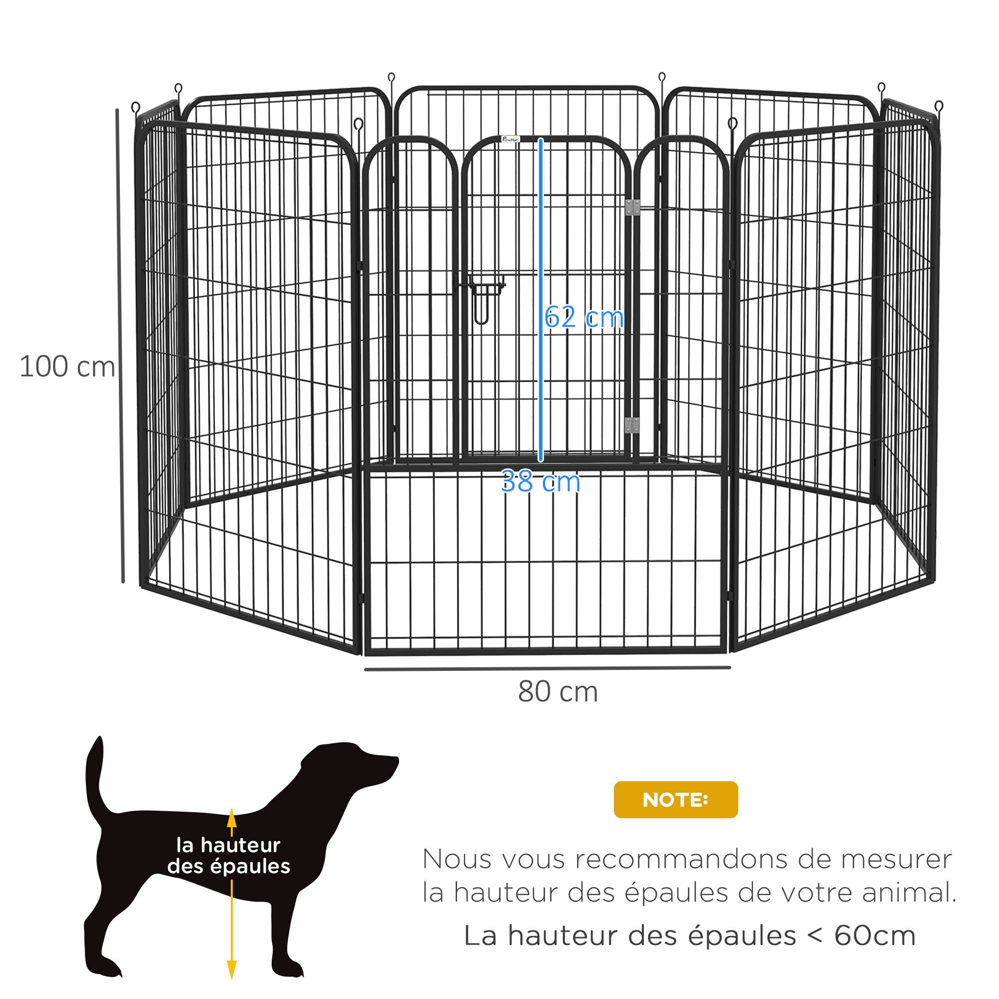 Luxe parc enclos modulable acier époxy porte verrouillable pour chiens, lapins, rongeurs, petits animaux, intérieur et extérieur 80 x 100 cm noir - Image 5