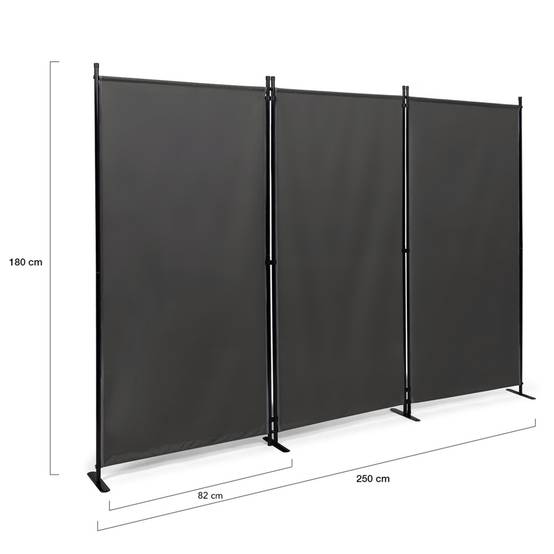 Paravent intérieur et extérieur sur pieds 3 panneaux 250 x 180 cm gris anthracite séparateur store latéral - Image 5