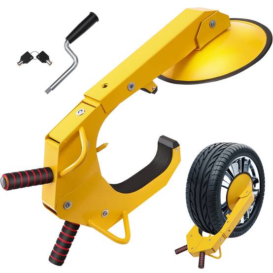 VEVOR Antivol voiture, sabot roue 16-38 cm, acier Q235, ventouse 30 cm. 2 clés. - Image 1