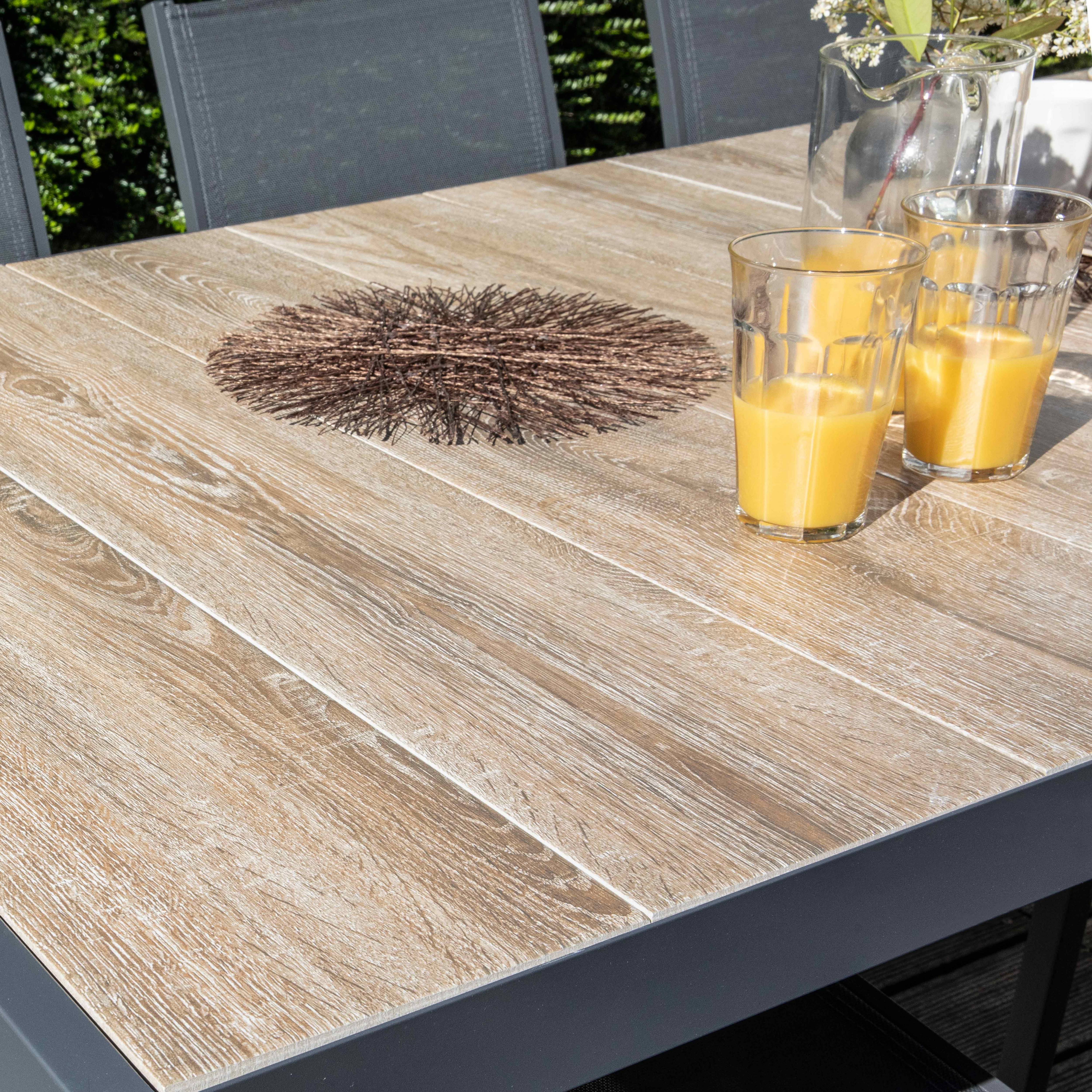 Oviala - Table de jardin 6 places en aluminium et céramique marron Tivoli - Oviala - Image 5
