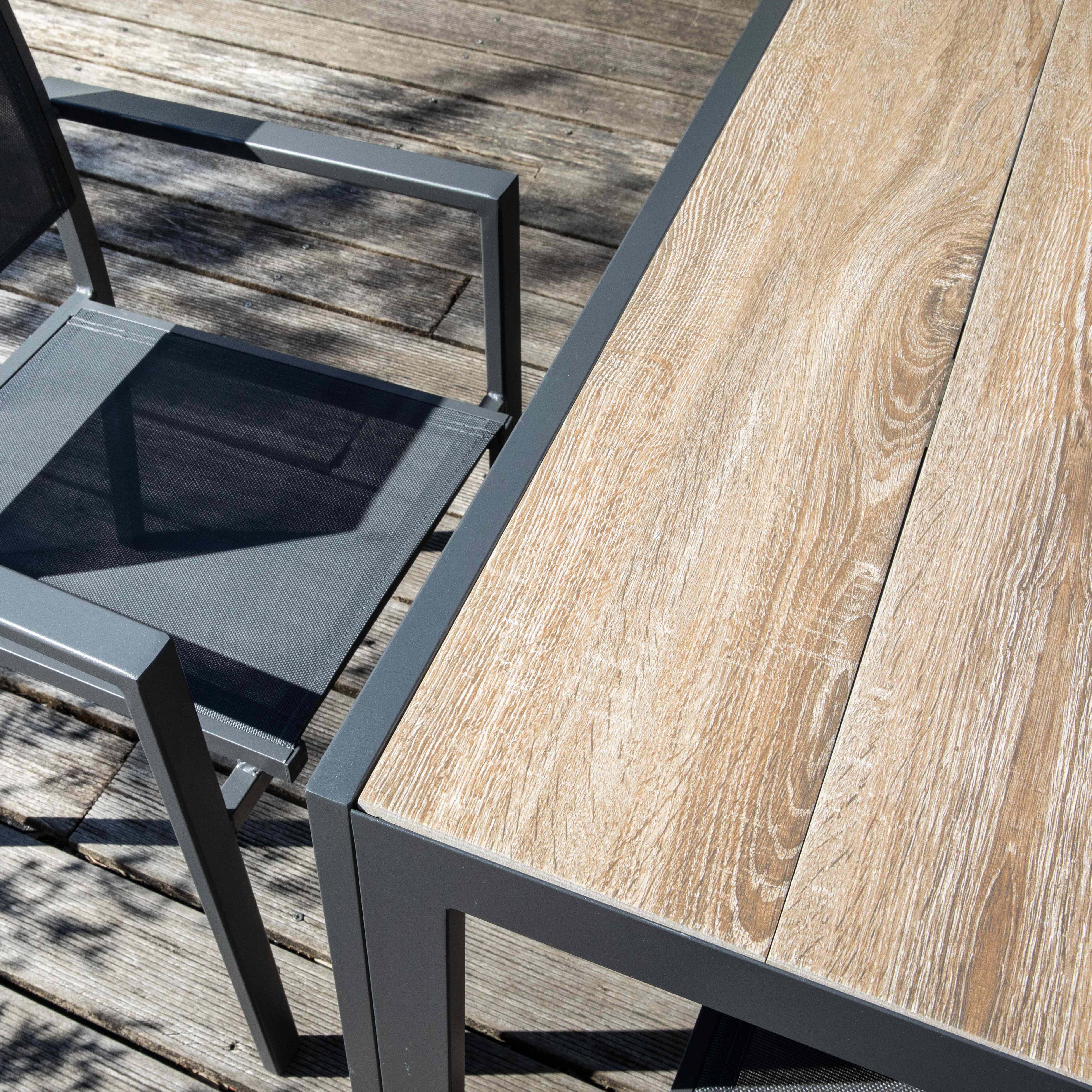 Oviala - Table de jardin 6 places en aluminium et céramique marron Tivoli - Oviala - Image 6