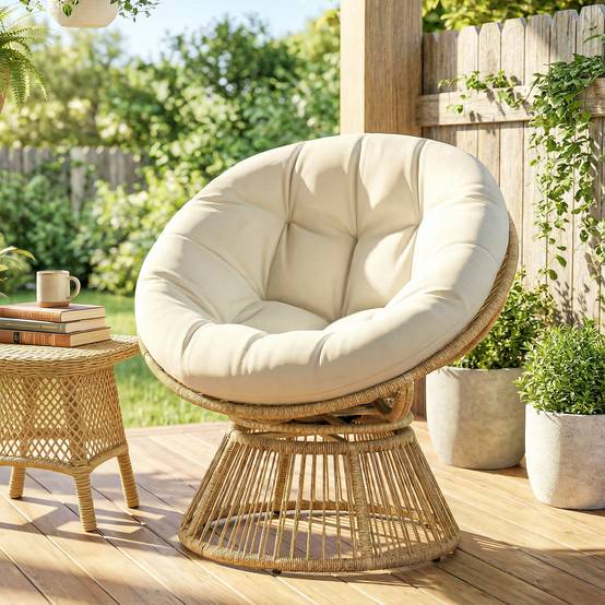 Fauteuil papasan pivotant polyrotin naturel 93 x 81 x 87 cm - PANGIVO - Image 4